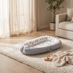 Wren lounger nest on a rug in soft window light